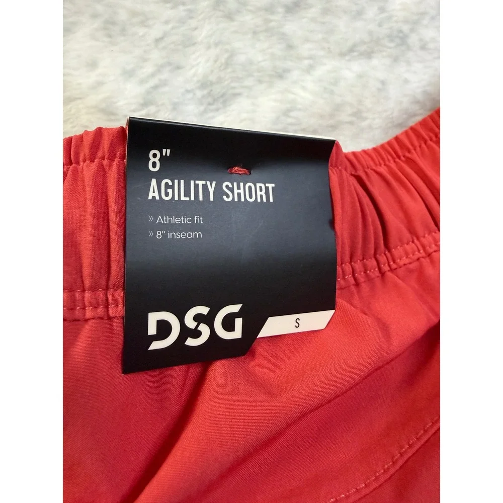 DSG Mens 8 Inch Agility Short Light Red Athletic Fit Moisture Wicking‎ Size S